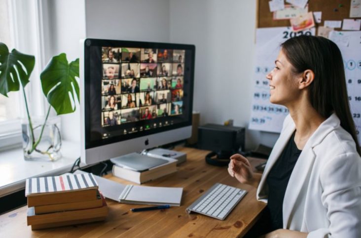 woman working remotely